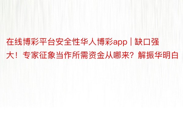 在线博彩平台安全性华人博彩app | 缺口强大！专家征象当作所需资金从哪来？解振华明白